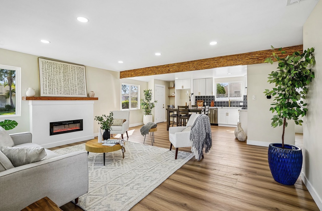 Westchester open-concept living and dining area