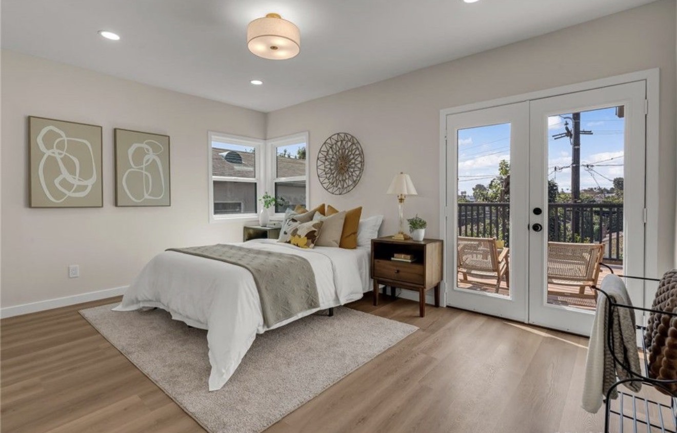 Bedroom with private outdoor access in the View Park–Windsor Hills home