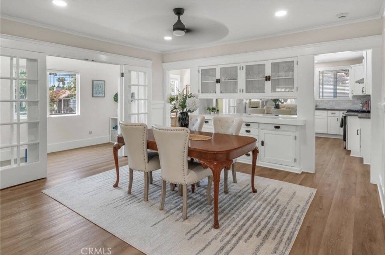 Renovated Los Angeles Craftsman dining and open-concept view