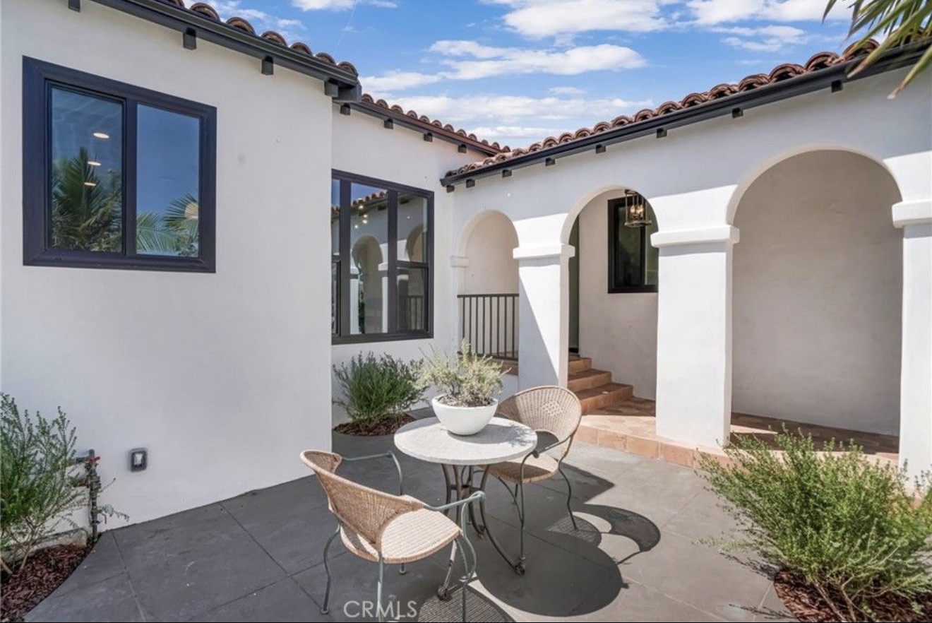 Private arched courtyard of the Spanish-style residence